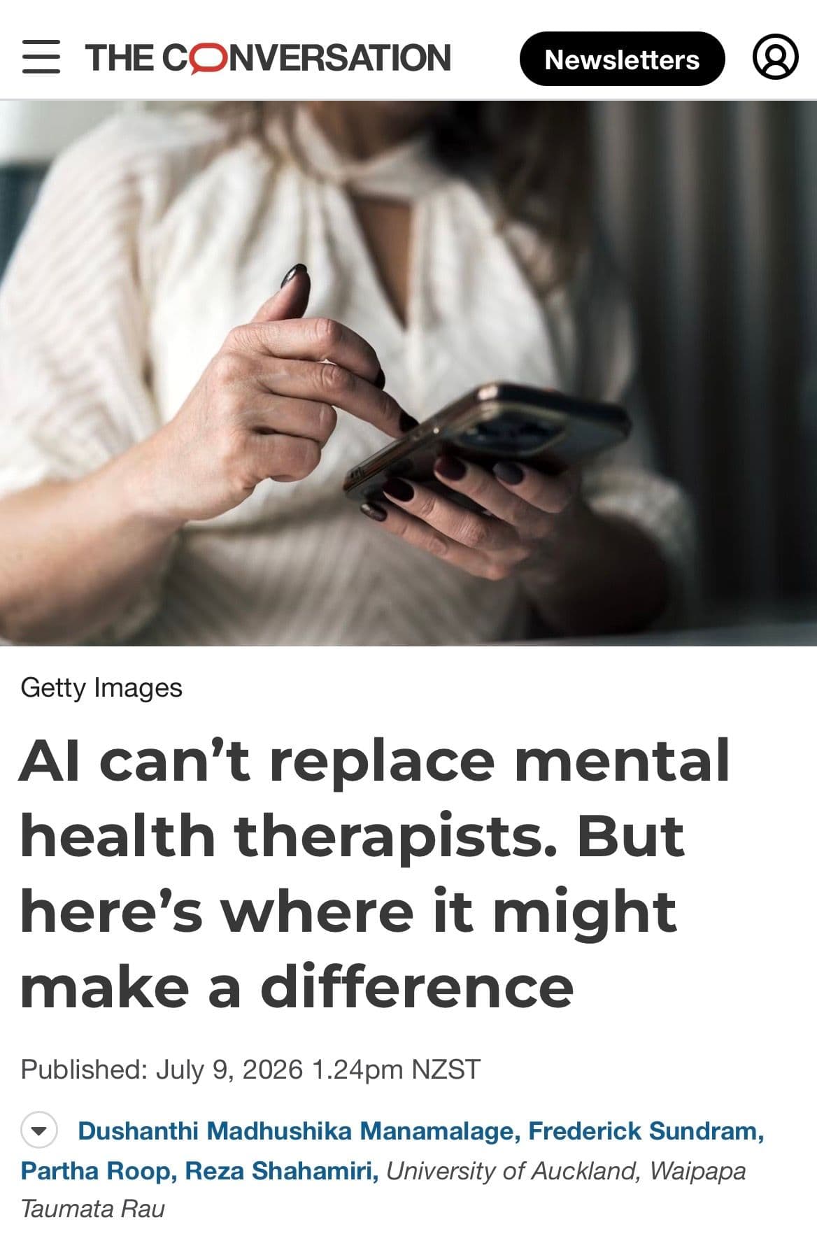 "AI can’t replace mental health therapists. But here’s where it might make a difference", Conversation Piece